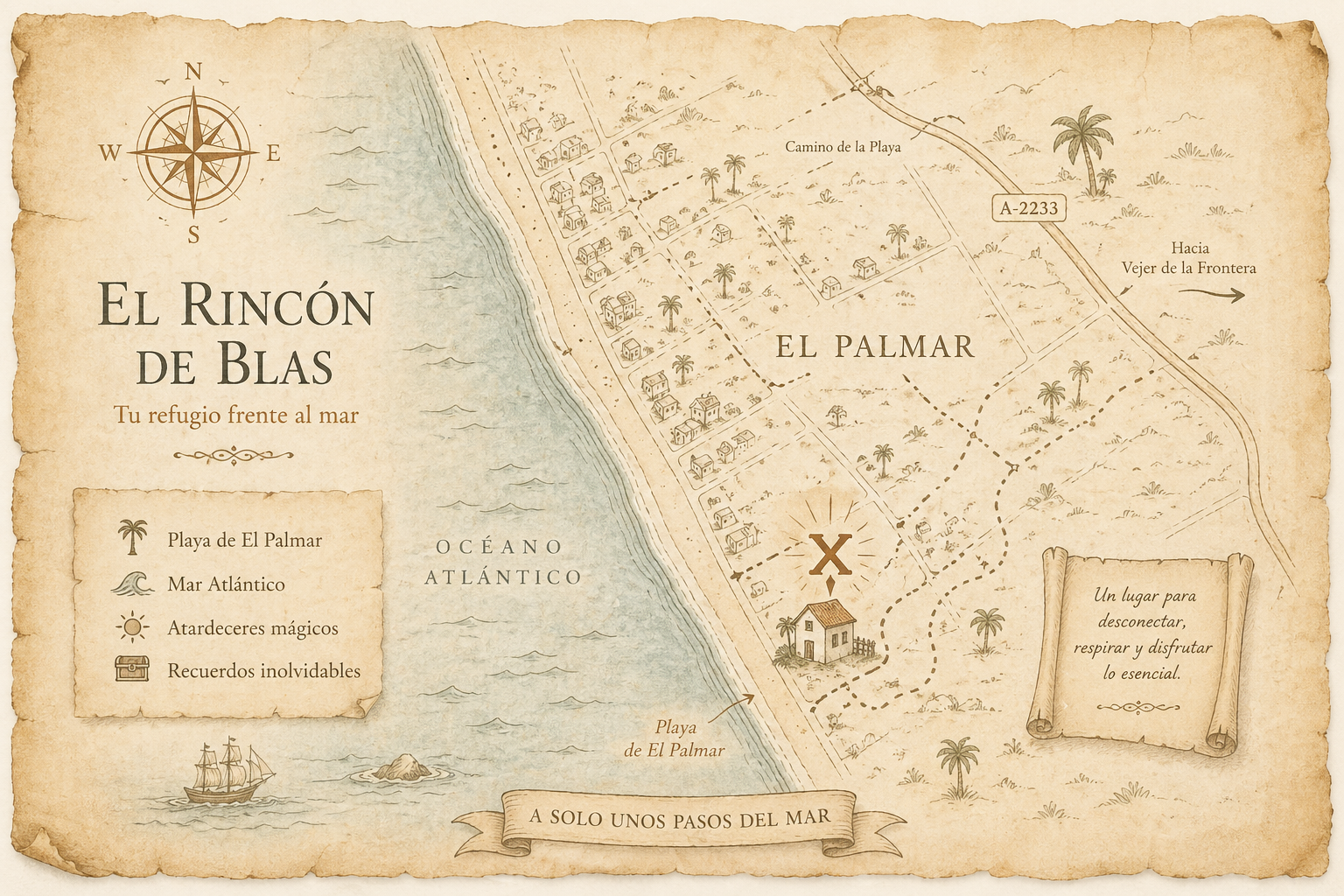 Ubicación El Rincón de Blas — El Palmar de Vejer, Cádiz